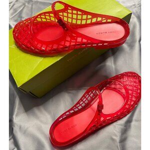 Tory Burch Mellow Jelly Mules Red Mary Janes Sandals Size 9